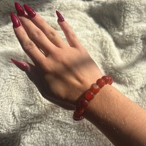 Carnelian & Sardonyx Crystal Bracelet – 10mm Beads | 7.5” | Empowering Energy |